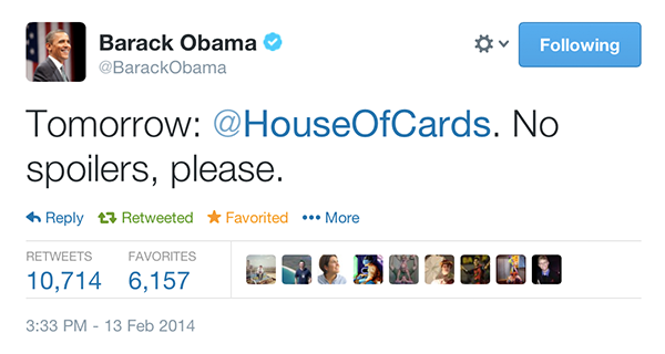 House od Cards: L'ÉNORME coup de pub de Barack Obama!